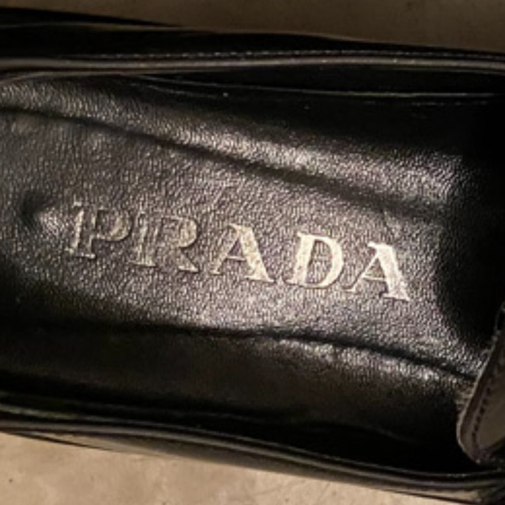 Authentic Prada Square Toe Velcro Platform Black … - image 5